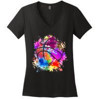 Basketball Teenagers Girls Teens Wo Baller Dunking Women's V-Neck T-Shirt