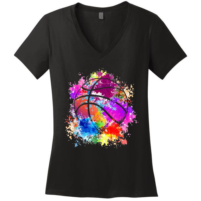 Basketball Teenagers Girls Teens Wo Baller Dunking Women's V-Neck T-Shirt