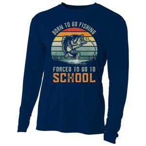 Born To Go Fishing Forced To Go To School Fisherman Cooling Performance Long Sleeve Crew