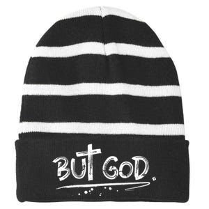 But The God Striped Beanie with Solid Band