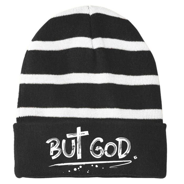 But The God Striped Beanie with Solid Band