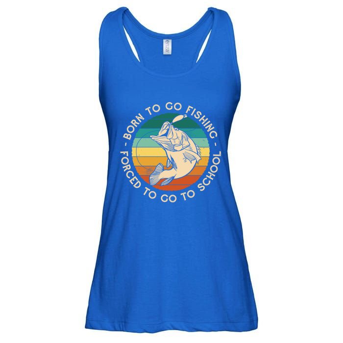 Born To Go Fishing Forced To Go To School Funny Fishing Gift Ladies Essential Flowy Tank