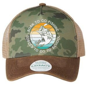 Born To Go Fishing Forced To Go To School Funny Fishing Legacy Tie Dye Trucker Hat