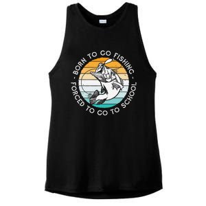 Born To Go Fishing Forced To Go To School Funny Fishing Ladies PosiCharge Tri-Blend Wicking Tank