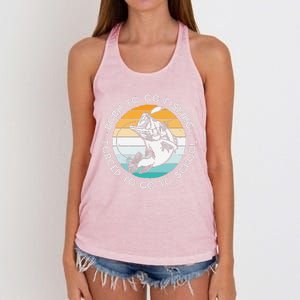 Born To Go Fishing Forced To Go To School Funny Fishing Women's Knotted Racerback Tank