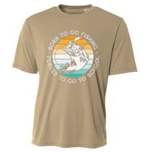 Born To Go Fishing Forced To Go To School Funny Fishing Cooling Performance Crew T-Shirt