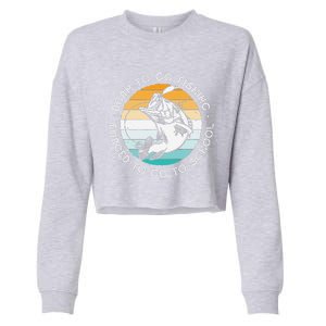 Born To Go Fishing Forced To Go To School Funny Fishing Cropped Pullover Crew