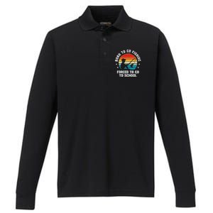 Born To Go Fishing Forced School Fiching Performance Long Sleeve Polo