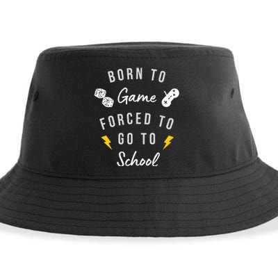 Born To Game Forced To Go To School Gamer Sustainable Bucket Hat