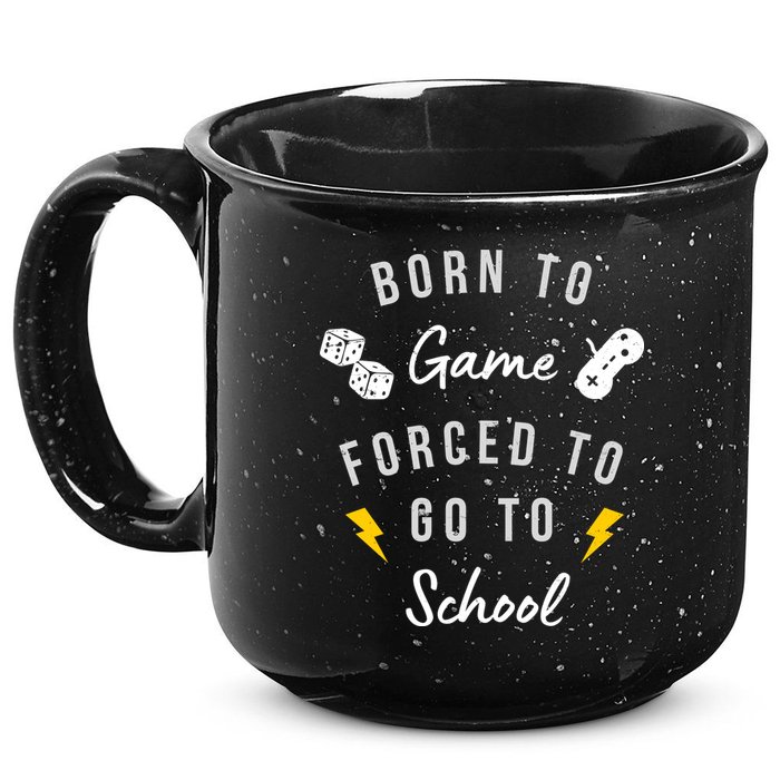Born To Game Forced To Go To School Gamer 15oz Campfire Ceramic Mug