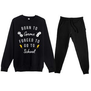 Born To Game Forced To Go To School Gamer Premium Crewneck Sweatsuit Set