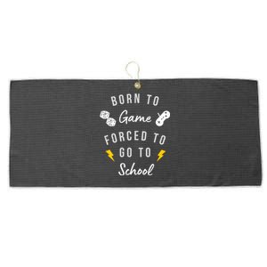 Born To Game Forced To Go To School Gamer Large Microfiber Waffle Golf Towel