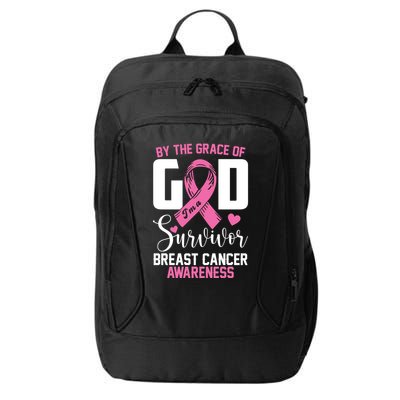By The Grace God Im A Survivor Breast Cancer Awareness City Backpack
