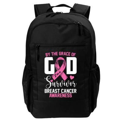 By The Grace God Im A Survivor Breast Cancer Awareness Backpack