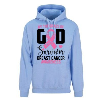 By The Grace God Im A Survivor Breast Cancer Awareness Unisex Surf Hoodie