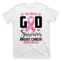 By The Grace God Im A Survivor Breast Cancer Awareness T-Shirt