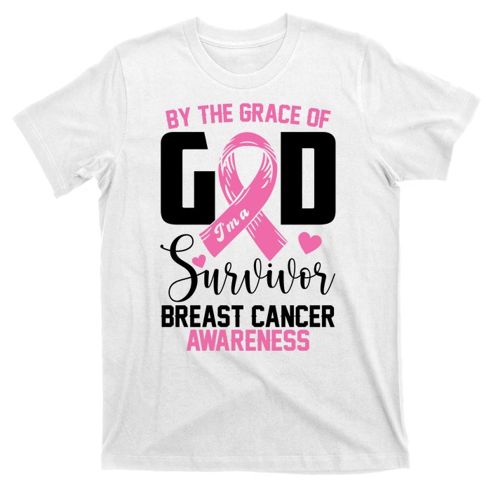 By The Grace God Im A Survivor Breast Cancer Awareness T-Shirt