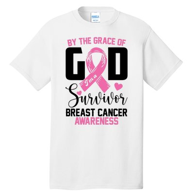 By The Grace God Im A Survivor Breast Cancer Awareness Tall T-Shirt