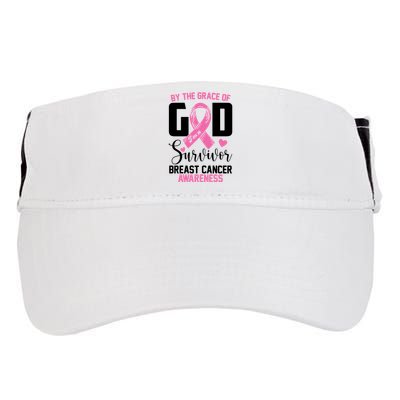 By The Grace God Im A Survivor Breast Cancer Awareness Adult Drive Performance Visor