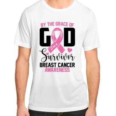 By The Grace God Im A Survivor Breast Cancer Awareness Adult ChromaSoft Performance T-Shirt