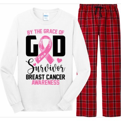 By The Grace God Im A Survivor Breast Cancer Awareness Long Sleeve Pajama Set