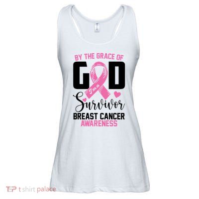 By The Grace God Im A Survivor Breast Cancer Awareness Ladies Essential Flowy Tank