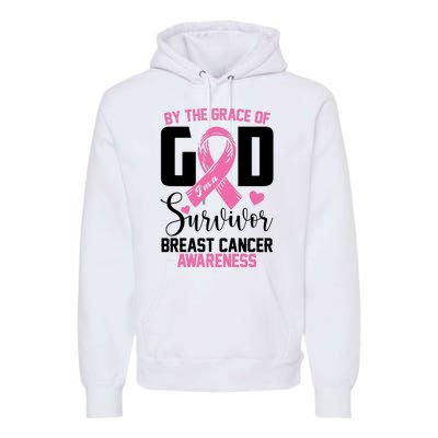 By The Grace God Im A Survivor Breast Cancer Awareness Premium Hoodie