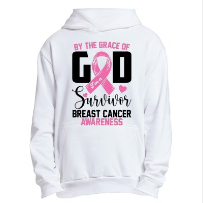 By The Grace God Im A Survivor Breast Cancer Awareness Urban Pullover Hoodie