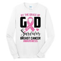 By The Grace God Im A Survivor Breast Cancer Awareness Tall Long Sleeve T-Shirt