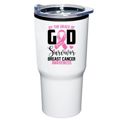 By The Grace God Im A Survivor Breast Cancer Awareness Tumbler