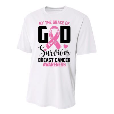 By The Grace God Im A Survivor Breast Cancer Awareness Performance Sprint T-Shirt