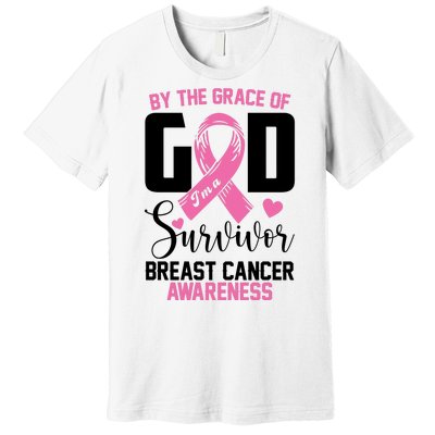 By The Grace God Im A Survivor Breast Cancer Awareness Premium T-Shirt