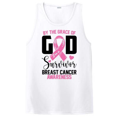 By The Grace God Im A Survivor Breast Cancer Awareness PosiCharge Competitor Tank