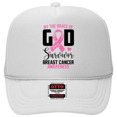 By The Grace God Im A Survivor Breast Cancer Awareness Trucker Hat