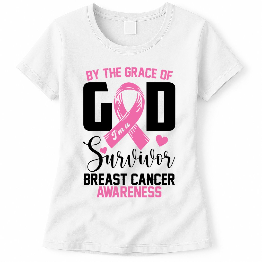 By The Grace God Im A Survivor Breast Cancer Awareness Womens T-Shirt