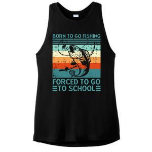 Born To Go Fishing Forced School Funny Ladies PosiCharge Tri-Blend Wicking Tank