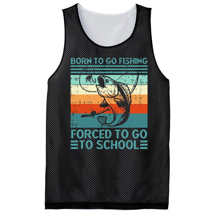 Born To Go Fishing Forced School Funny Mesh Reversible Basketball Jersey Tank