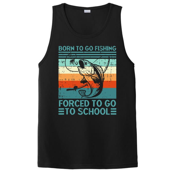 Born To Go Fishing Forced School Funny PosiCharge Competitor Tank