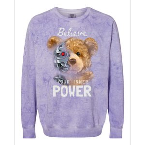 Bear Toy Half Robot Colorblast Crewneck Sweatshirt