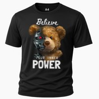 Bear Toy Half Robot Cooling Performance Crew T-Shirt