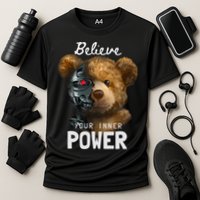 Bear Toy Half Robot Cooling Performance Crew T-Shirt