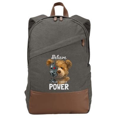 Bear Toy Half Robot Cotton Canvas Backpack