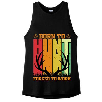 Born To Hunt Forced To Work Ladies PosiCharge Tri-Blend Wicking Tank
