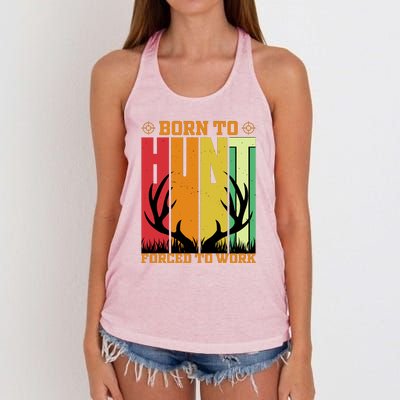 Born To Hunt Forced To Work Women's Knotted Racerback Tank