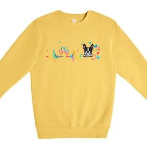 Boston Terrier Heartbeat Funny Tie Dye Dog Lovers Premium Crewneck Sweatshirt