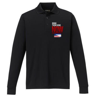 Bring Them Home Now Stand With Israel Performance Long Sleeve Polo