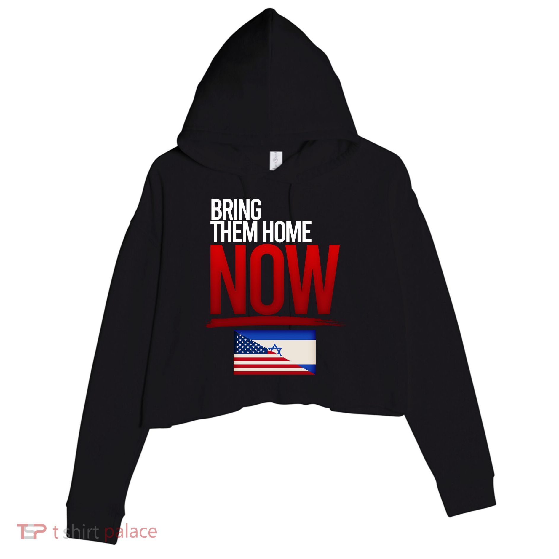 Bring Them Home Now Stand With Israel Crop Fleece Hoodie