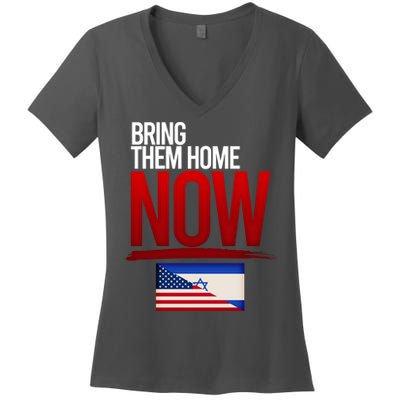 Bring Them Home Now Stand With Israel Women's V-Neck T-Shirt