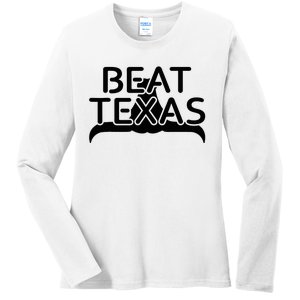 Beat Texas Horns Down Oklahoma Texas Red River Ladies Long Sleeve Shirt