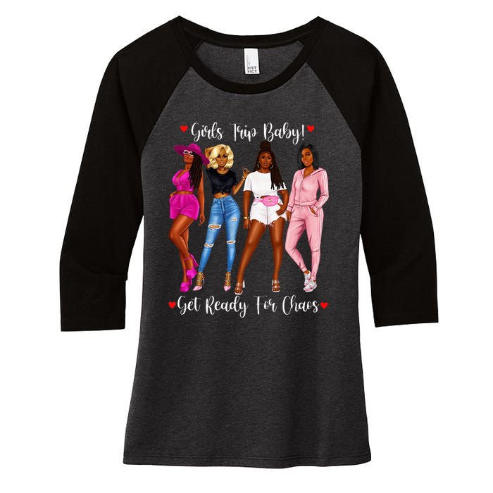 Black Trip Holidays With Friends African Diva Women's Tri-Blend 3/4-Sleeve Raglan Shirt